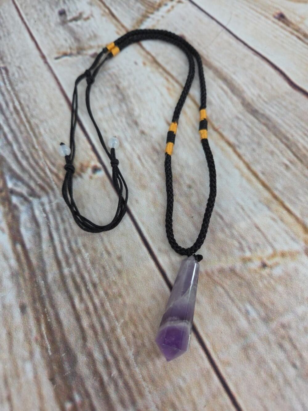 Natural Stone Amethyst Point Pendant Necklace - Chakra Healing, NEW Adjustable